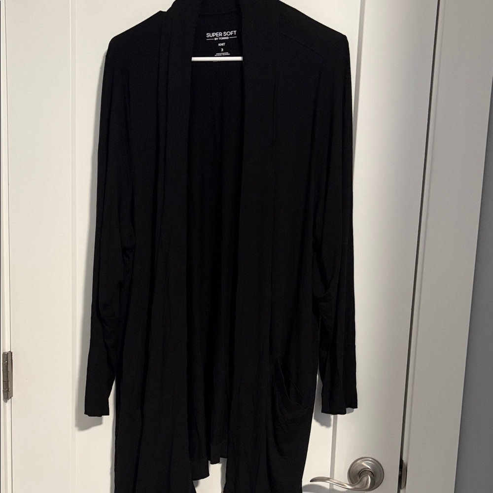 torrid Black Open-Front Draped Cardigan